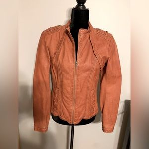 Rust orange Danier leather jacket